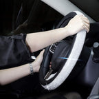New Diamond Leather Steering Wheel Cover with Bling Bling Crystal Rhinestones, Universal Fit 15 Inch Car Wheel Protector for Women Girls Black
