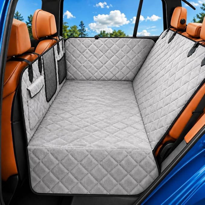 Hard Bottom Car Seat Cover for Dog，Grey for car