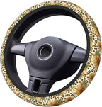 Sunflower Leopard Print Steering Wheel Cover, 15 Inch Universal Fit Neoprene Car Protector, Anti-Slip & Durable Auto Interior Accessory for Men and Women