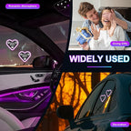 Heart-Shaped LED Neon Light | Solar and USB Rechargeable | 1 Pcs Pink & 1 Pcs Blue Car Interior Lights with Suction Cups | 40 High-Brightness LEDs Car Ambient Light, 5 Modes