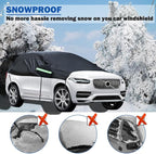 Universal SUV Half Car Cover Waterproof All Weather, Hail Protector Car Body Covers Outdoor Indoor for All Season Windproof Dustproof UV Resistant Snowproof Protect Your Windshield and Roof