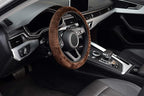Elastic Long Microfiber Plush Steering Wheel Cover for Winter Warm, Universal 15 inch, Anti-Slip, Odorless, Brown