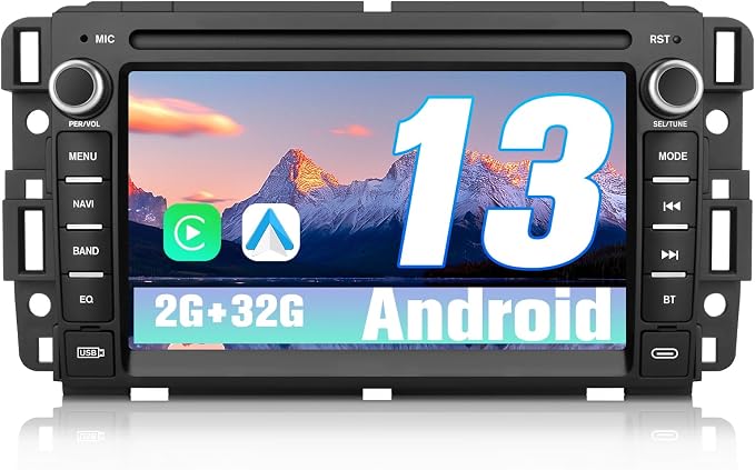 Car Radio for Chevrolet Chevy Silverado GMC Sierra Yukon 2007-2013 Android 13 GPS Navigation 2GB+32GB with 7 inch Touch Screen CarPlay Android Auto Bluetooth SWC