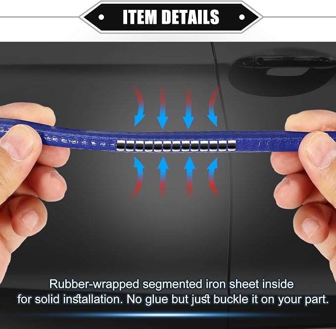 Vehicle Door Edge Guard, 16.4ft U Shape Rubber Edge Trim Seal Strip Protector Universal for Car Truck ATV Boat Multifunctional No Glue PVC Iron Blue
