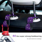 4 PCS Car Seat Headrest Hooks, Bling Crystal Rhinestone Back Seat Hanger Storage Organizer, Sparkly Seatback Holder Hooks for Purse and Bags Universal For Most Vehicles (Purple)