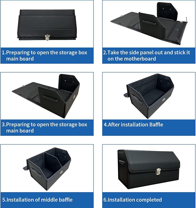 Trunk Organizer for Car,Trunk Organizer for SUV & Sedan,With Lid,Multi-Functional,Foldable Cargo Stotage Box - Black - Small
