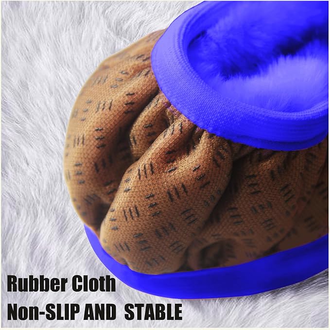 Furry Car Steering Wheel Cover, Heat Absorbing Fluffy Soft Warm Plush Non-Slip, 14 1/2-15 inch, for Women Girls, Blue