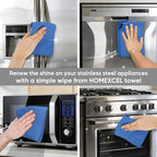 Waffle Weave Microfiber Towel, 10 Pack Lint Free Cleaning Rags, 12 x 12 Inches Barista Towels, Reusable Microfiber Cleaning Cloth for Household, Kitchen, Glass and Window, Blue