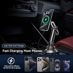 for Magsafe Car Mount Charger, 15W Fast Charging Cup Holder Phone Holder Wireless Magnetic Charger with Heat Dissipation System Only Fit iPhone 16/15/14/13/12 Series