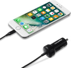 MFi Certified 12W (5V, 2.4A) Car Charger with Lightning Cable for iPhone and Apple Devices, 3 ft, Black