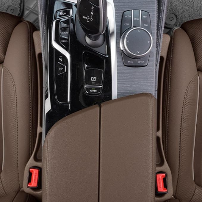 Car Seat Gap Filler 2 Pack, Anti-Drop Seat Gap Plug Blocker with Storage, Universal Car Seat Gap Organizer Stops Items from Falling, Fits Cars, SUVs, Trucks, Car Interior Accessories (brown)