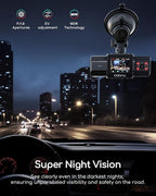 Dual Dash Cam 2.5K+1080P, Dash Cam Front and Inside, Built-in GPS and WI-FI, Dash Camera for Cars, Perfect for Uber and Taxi Drivers, Night Vision, Accident Record, 24Hr Parking Mode