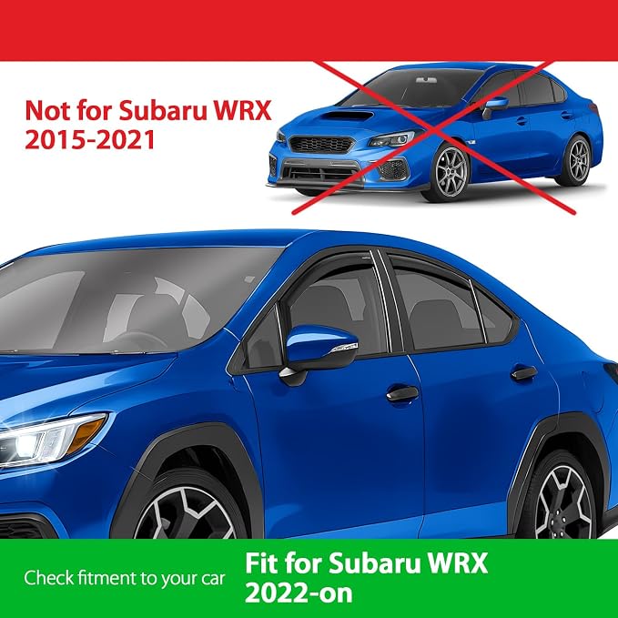 Goodyear Shatterproof in-Channel Window Deflectors for Subaru WRX 2022-2026, Rain Guards, Window Visors for Cars, Vent Deflector, Car Accessories, 4 pcs - GY008099