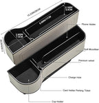 Car Seat Gap Filler Organizer, 2 Pack Multifunctional Car Seat Organizer, Auto Console Side Storage Box with Cup Holders 2 Seat Hooks for Drink, Car Organizer Front Seat for Holding Phone, Sunglasses