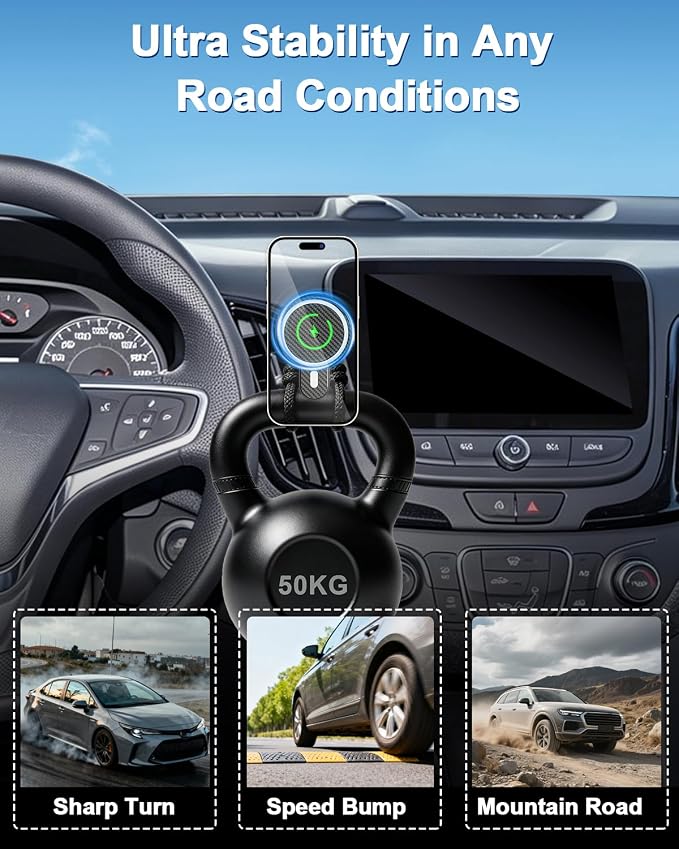 PZK Car Phone Mount for Chevy quinox 2018-2023 Accessories Custom Air Vent | Chevy Car Phone Holder Magnetic 15W Fast Wireless Charger Air Vent 360° Rotation Hands Free Magsafe Phone Cradles