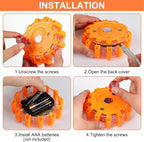 12 Pack LED Road Emergency Roadside Lights Flashing Safety Warning Kit Beacon Magnet Hook Vehicle Boat Truck Disc Magnetic Flash Cars Security Driveway Automotive Strobe