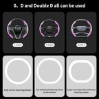 3Pcs Carbon Fiber Steering Wheel Cover Universal Fit 99% Cars | Non-slip soft grip, easy to wipe clean, quick to install, perfect for daily commutes and road trips, Pink