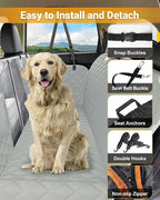 Dog Car Seat Cover, Heavy Durable Dog Seat Cover for Back Seat, 100% Waterproof Scratch Proof Nonslip Dog Hammock for Car with Side Flap, Pet Back Seat Covers Large 60" W x 64" L