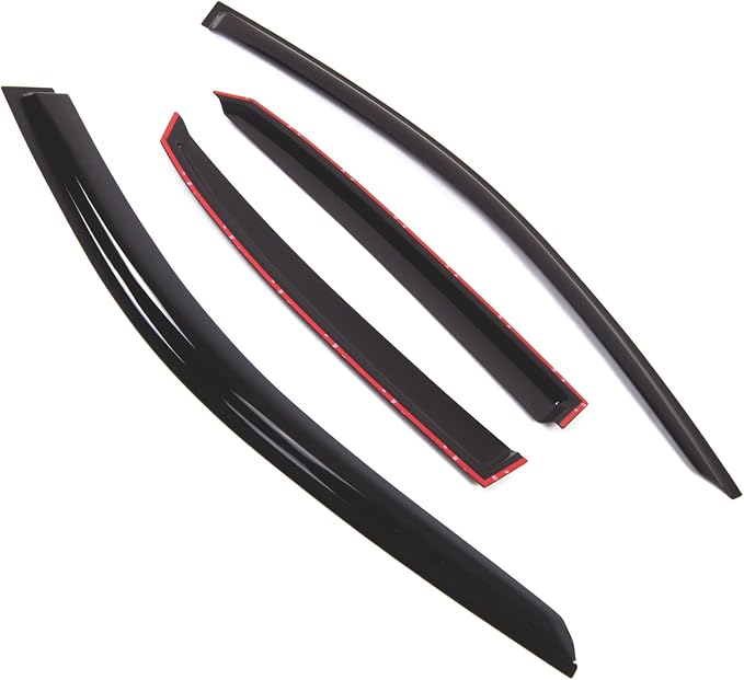 WD2-777 Dark Smoke 4 Pcs Set Window Visor (Outside Mount) Deflector Rain Guard Compatible with 2013-2015 Audi A3 Sedan