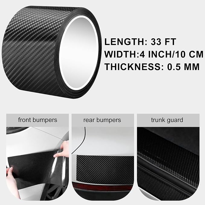 Universal Car Door Edge Guard, 4In x 33Ft Door Sill Protector, Automotive Anti-Collision Strip for Car Door Edge/Front and Rear Bumper/Door Sill Protector, Black