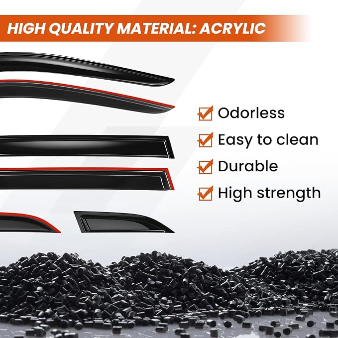 Tape-On Rain Guards for Rav4 2026+, Side Window Deflectors Visor Rain Guards Vent Guard Shade Deflectors Compatible with Toyota Rav4 Accessories 2026 2027 6-Pack