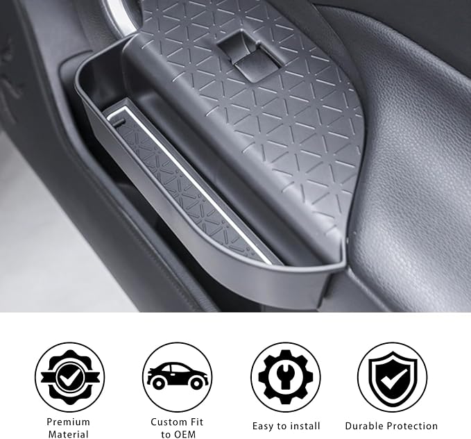 Door Side Storage Organizer Compatible with 2019-2025 RAV4 Accessories, Front & Rear 4PCS Door Handle Insert Organizer Tray, TPE Phone Pockets Fit for RAV-4 Accessories