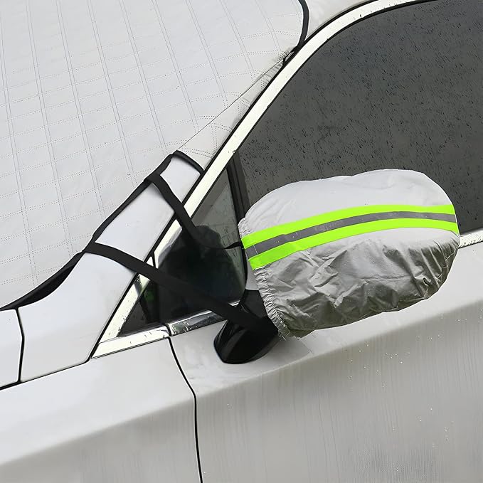 Car Magnetic Windshield Snow Cover, 4 Layers WAaterproof Windproof Protection,Snow,Ice,Sun,Frost Defense, Universal for SUV, Truck, Sedan, Van (Silver)