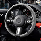 3PCS/Set Car Steering Wheel Cover, Leather Segmented Anti-Slip Automotive Wheel Protector, Soft Breathable Vehicle Steering Protection Covers, Universal Interior Accessories (Gray)