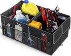Foldable Car Trunk Organizer for SUV, 3-Compartment, Black | with Removable Divider, Side Pockets and Securing Straps
