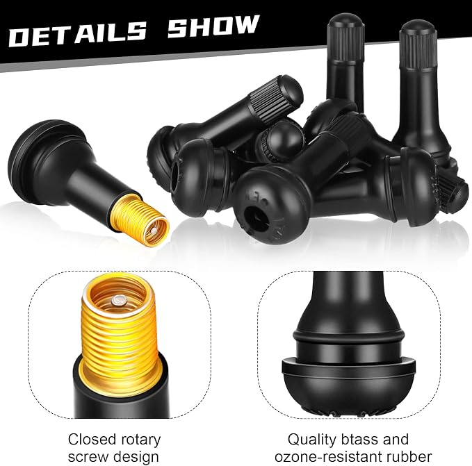 150 Pieces TR413 Valve Stems Tubeless Bulk Rubber Snap-in Valve Stems for 0.453 Inch Rim Holes, Black Standard Length Replacement Tool for Car Tubeless Replacement