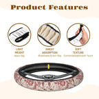 Steering Wheel Cover Accessories Neoprene Cover, Breathable Non-Slip Easy to Install Suitable for Women Men, 14.5-15.5 Inch for Car SUV Van Truck Universal - Rose
