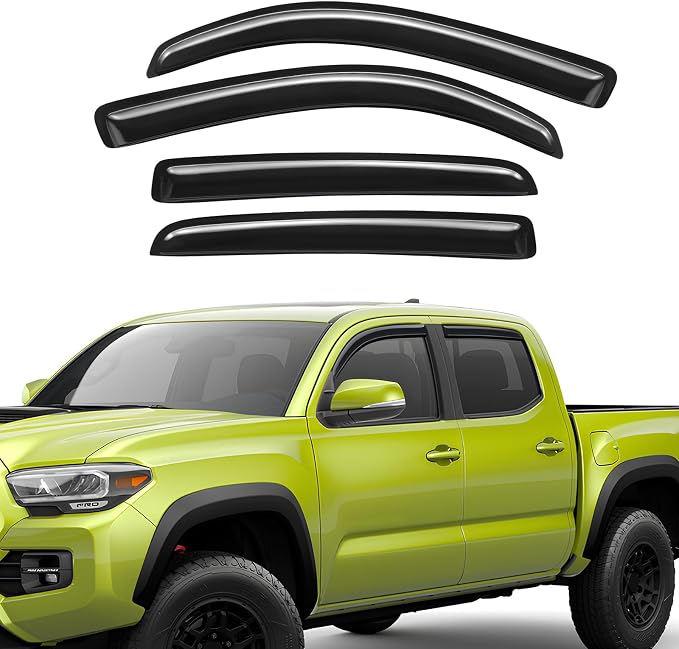 in-Channel Rain Guards Fit for 2016 2017 2018 2019 2020 2021 2022 2023 Toyota Tacoma Double Cab, Durable Side Windows Rain Guard, Wind Deflectors, 2016-2023 Tacoma Window Deflectors 4 PCS