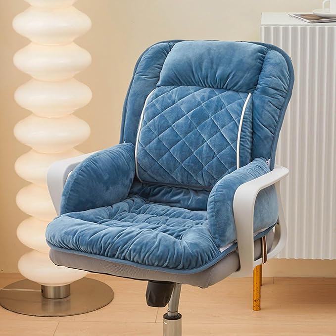 Office Heated Seat Cushion for Desk Chair,Upgraded Lumbar Support Seat for Cushions for Dorm Desk Chair with Back, USB Interface, 3-Speed Temperature Control (Sky Blue)