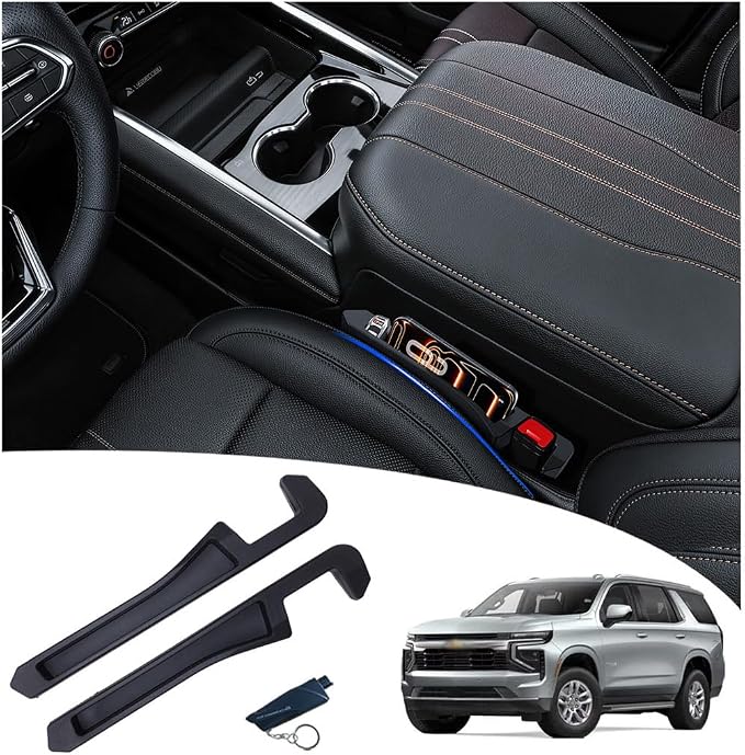 Half-Sized Seat Gap Filler Compatible with Chevy Tahoe Suburban| Zero Obstruction to Lower Center Console Storage | Anti-Drop Organizer | Window Breaker Interior Accessories