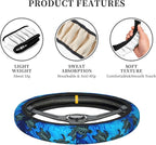 Watercolor Blue Sea Turtle Car Steering Wheel Cover Universal Fit 15 Inch, Anti-Slip Breathable Sweat Absorption Neoprene Steering Wheel Protector for Women Men
