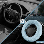 Steering Wheel Cover, Fluffy Car Wheel Covers for Women/Girls/Ladies，Soft Wool Fur Steering Wheel Protector, Universal 14 1/2 inches to 15 inches - Blue