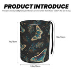 Car Garbage Bag Boho Butterflies Stars Mini Car Trash Bin Portable Collapsible Waterproof Rubbish Bag for Car Accessories Back Front Seat Cup Holder