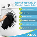 AIDEA Microfiber Cleaning Cloth Black 100PK, Microfiber Towels for Cars, Premium Car Cloths, Dusting Cloth Lint Free Cleaning Rags for SUVs, House, Kitchen, Window, Workshops,11.5"×11.5"