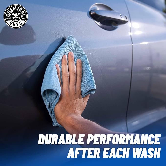 Workhorse Professional Microfiber Towels, Blue - 6 Pack Ultra-Soft Blend Detailing Towels for Wax, Glaze, Interior, Glass & All-Purpose Cleaning 16" x 16"