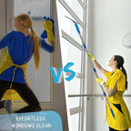 Window Squeegee with Scrubber for Home and Outdoor Glasses Cleaning, 6 Ft Long Handle 2 in 1 Professional Window Washing Kit with Replacement Rubber Blade, Car Windshield Cleaner Tool