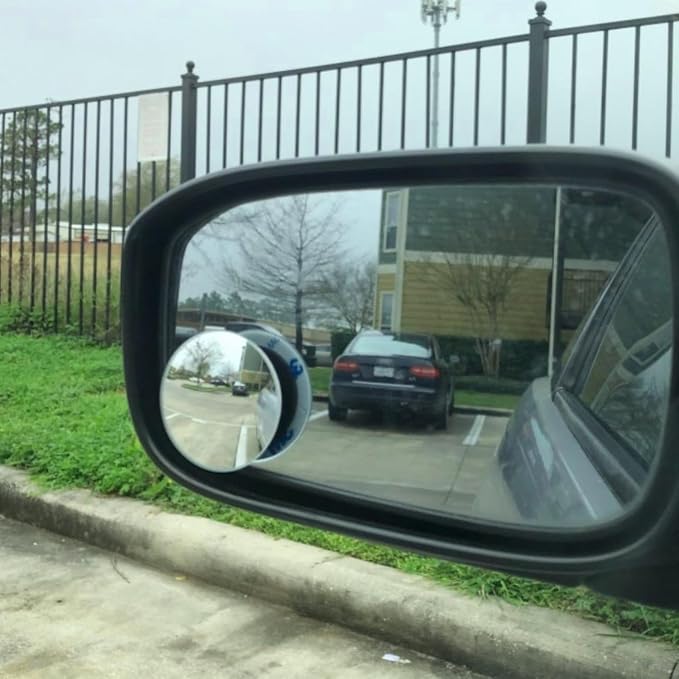 2" Round Blind Spot Mirrors, Adjustabe HD Glass Convex Wide Angle Rear View Car SUV Universal Fit Stick-On Lens, Pack of 4