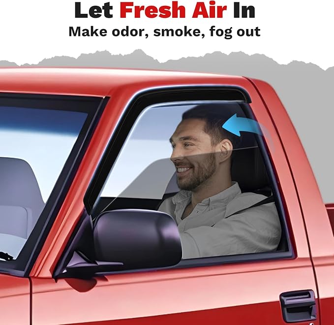 Window Visors Rain Guards for 1994-2004 Chevrolet S10/GMC Sonoma Accessories, Outside-Mount Tape-On Side Window Wind Deflectors Vent Visors Shades Rainproof Black 2PCS