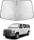 Windshield Sunshade Compatible for Ford Econoline E-Series 1992-2024 2025 2026, Van & Motorhome E-150 250 350 450 Sun Visor for Front Window Sun Shade Cover, UV Heat Blocker, Car Accessories