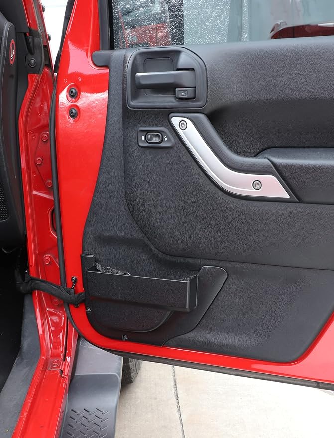 DP4 Front Door Storage Pockets Without Cup Holder, Side Insert Box Organizer for 2011-2018 Jeep Wrangler JK JKU 2/4 Door, Interior Expansion Accessories, Patented Design, Black, 2 PCS