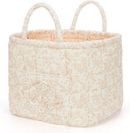 Floral Fabric Storage Basket Car Interior Storage Basket Underwear Sundries Laundry Baskets Supplies Home Organizer Bag (Pink Floral)