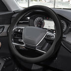 Car Steering Wheel Cover, Steering Wheel Accessories, Universal 15 Inch Microfiber Breathable LCE Silk, Car Accessories Breathable Anti-Slip Protector Universal for SUV Sedan Truck (Black)