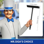 MR.SIGA Professional 2-in-1 Car Window Squeegee and Sponge Scrubber for Cleaning and Washing, Rubber Blade Cleaner With Handle, Black