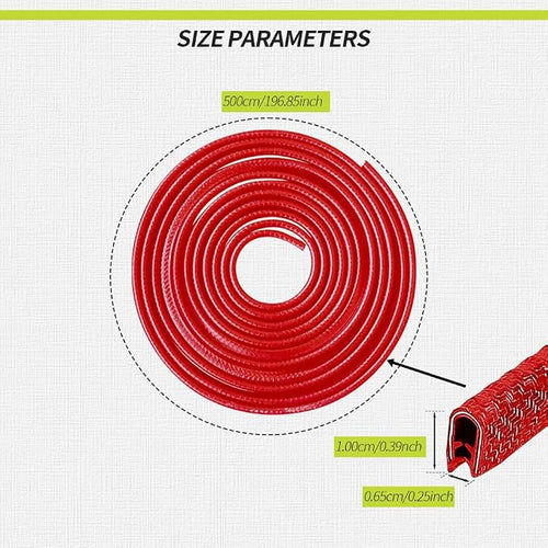 16.4FT(5M) Car Door Edge Guards, Car Door Protector, Rubber U Shape Car Trim Door Protectors Seal, Car Exterior Accessories Aluminum Boat Edge Trim Guards No Glue Required for Most Cars (Red)