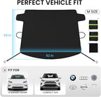 Windshield Cover for Ice and Snow [3-Second Snow Removal & 7-Layer Full Coverage] 6-Point Snowproof Fixation & Reflective Mirror Covers, Fits Sedans and Compact SUVs M (62'' x 49'')