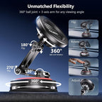 for MagSafe Car Mount [3-Axis] Nano Adhesive Gel + Strong Suction Cup Magnetic Phone Holder for Dashboard & Windshield, 360° Adjustable for iPhone 17 16 15 14 13 12, Samsung, Carbon Fiber